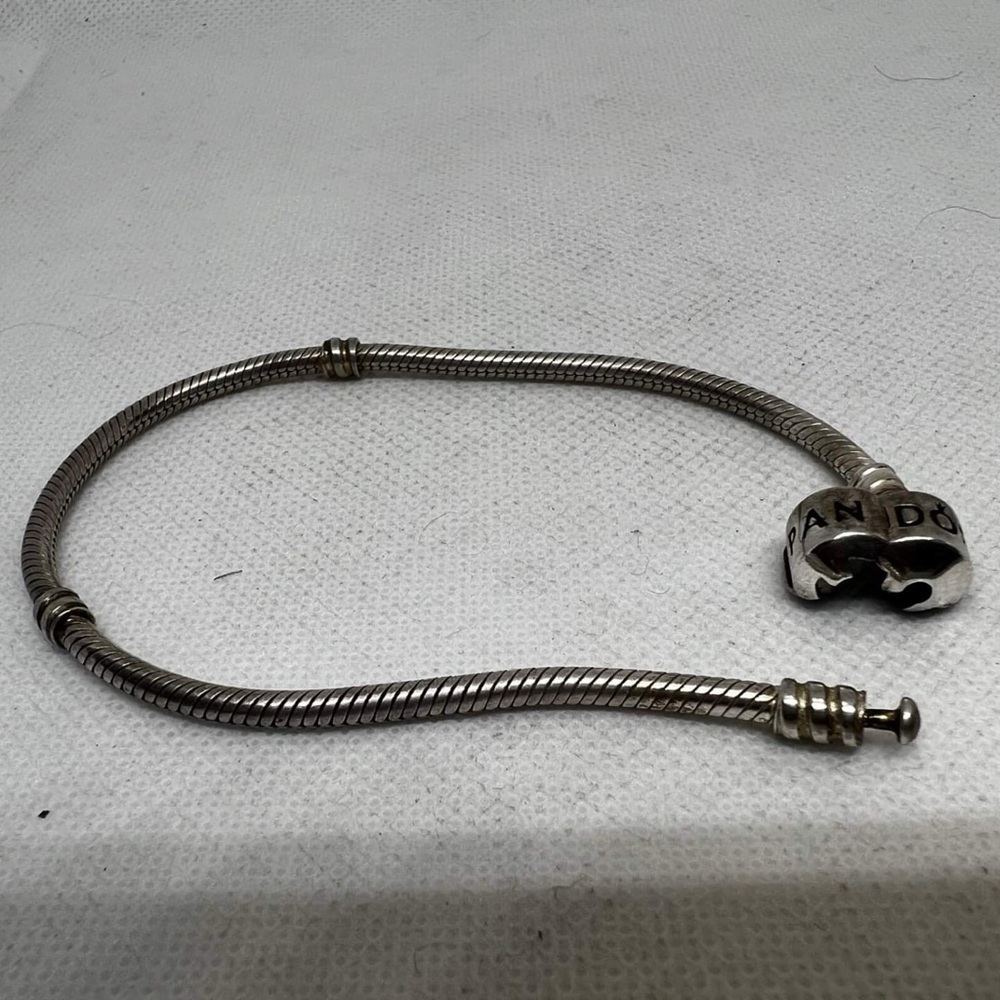 Traditional 8” 925 sterling silver Pandora Charm Bracelet